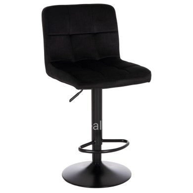 BAR STOOL SWIVELING DIANA HM202.44 BLACK VELVET--BLACK MATTE METAL 44x52x109Hcm.