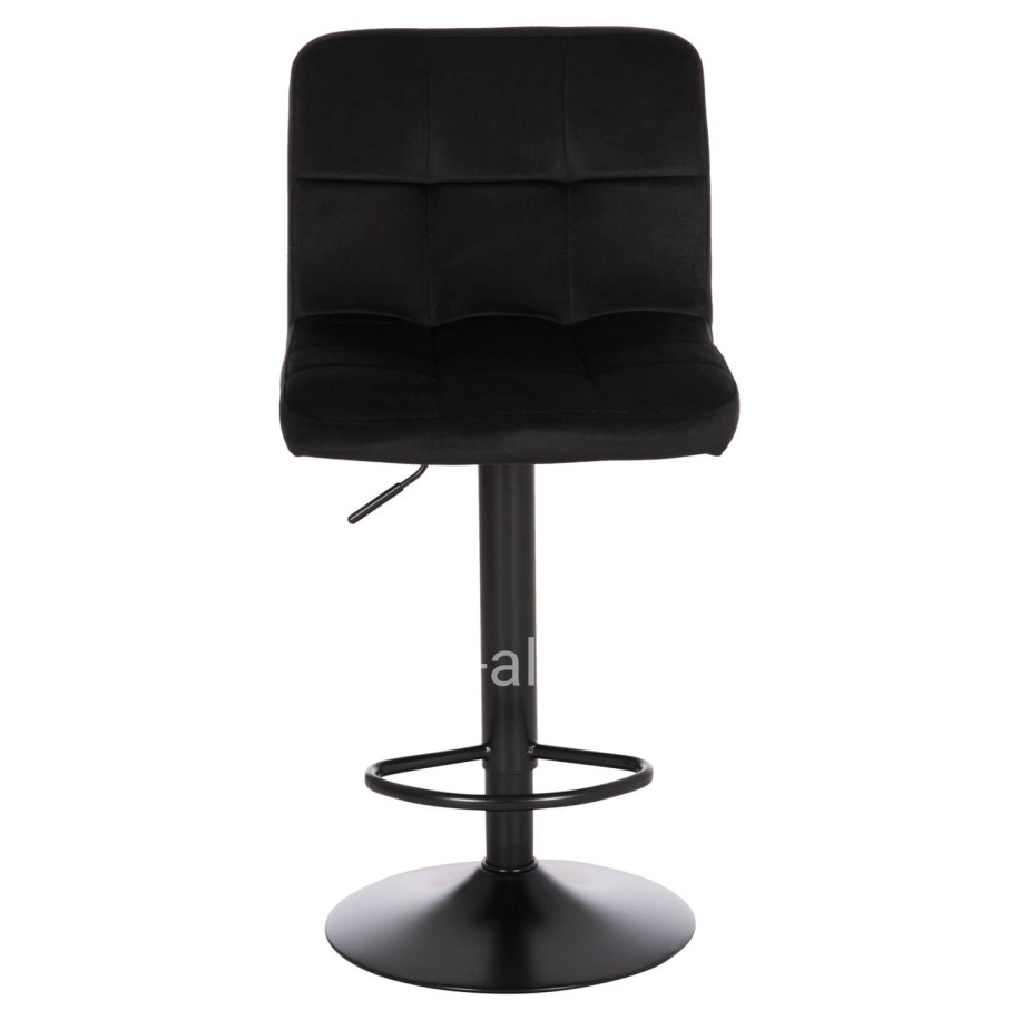 BAR STOOL SWIVELING DIANA HM202.44 BLACK VELVET--BLACK MATTE METAL 44x52x109Hcm.