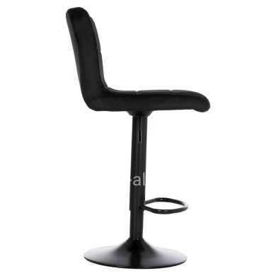 BAR STOOL SWIVELING DIANA HM202.44 BLACK VELVET--BLACK MATTE METAL 44x52x109Hcm.