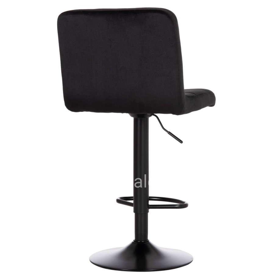 BAR STOOL SWIVELING DIANA HM202.44 BLACK VELVET--BLACK MATTE METAL 44x52x109Hcm.