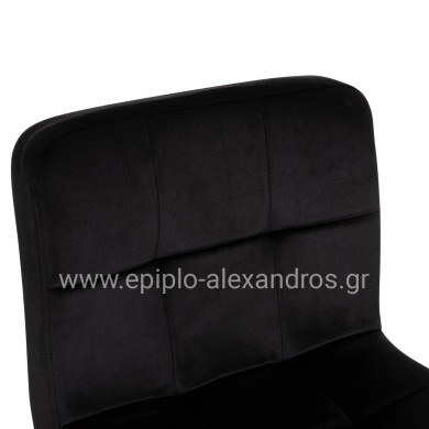 BAR STOOL SWIVELING DIANA HM202.44 BLACK VELVET--BLACK MATTE METAL 44x52x109Hcm.