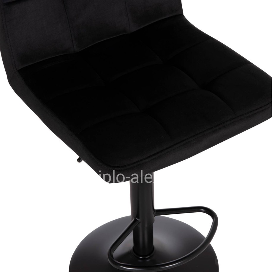 BAR STOOL SWIVELING DIANA HM202.44 BLACK VELVET--BLACK MATTE METAL 44x52x109Hcm.