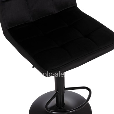 BAR STOOL SWIVELING DIANA HM202.44 BLACK VELVET--BLACK MATTE METAL 44x52x109Hcm.