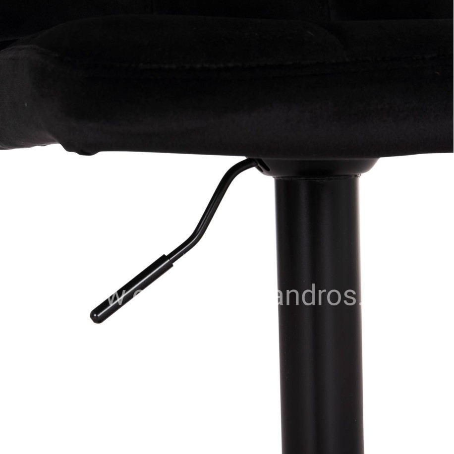 BAR STOOL SWIVELING DIANA HM202.44 BLACK VELVET--BLACK MATTE METAL 44x52x109Hcm.