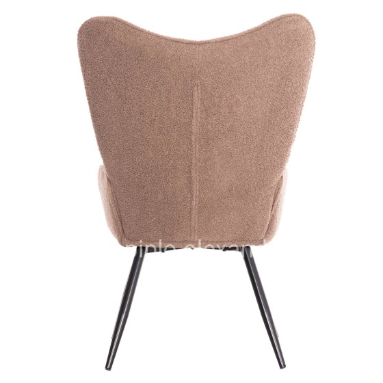 ARMCHAIR WITH FOOTSTOOL CRAWLEY HM8918.26 BROWN BOUCLE FABRIC-BLACK METAL LEGS 69x73x96Hcm.