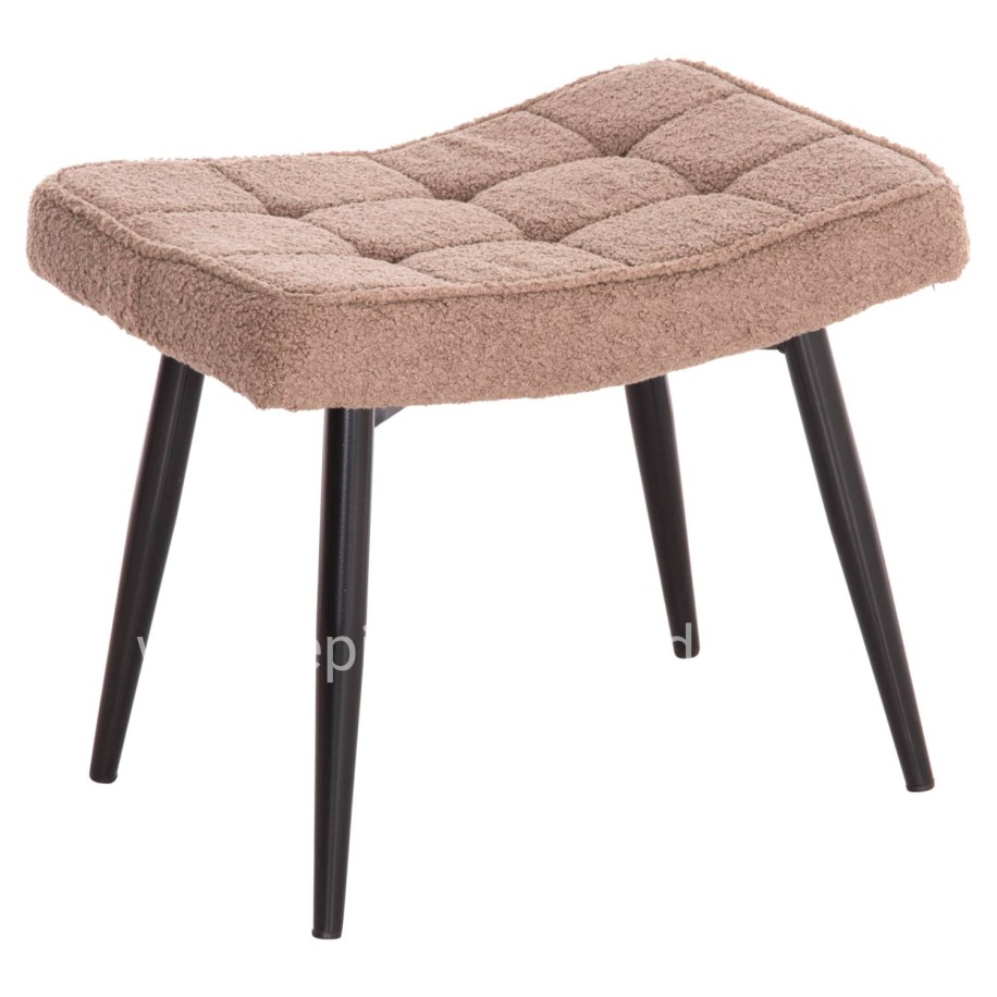 ARMCHAIR WITH FOOTSTOOL CRAWLEY HM8918.26 BROWN BOUCLE FABRIC-BLACK METAL LEGS 69x73x96Hcm.