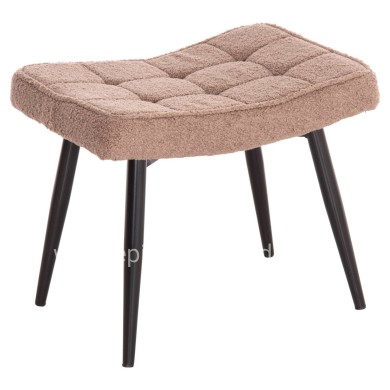 ARMCHAIR WITH FOOTSTOOL CRAWLEY HM8918.26 BROWN BOUCLE FABRIC-BLACK METAL LEGS 69x73x96Hcm.