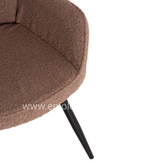 ARMCHAIR WITH FOOTSTOOL CRAWLEY HM8918.26 BROWN BOUCLE FABRIC-BLACK METAL LEGS 69x73x96Hcm.