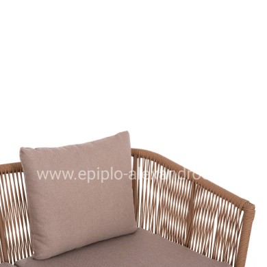 OUTDOOR LOUNGE 4PCS SET FREJA HM6057.04 ALUMINUM IN CAPPUCCINO-PE RATTAN & CUSHIONS IN BEIGE