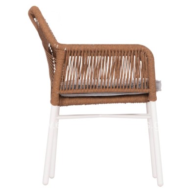 DINING ARMCHAIR TOPIN HM6048.11 ALUMINUM WHITE-P.E. RATTAN BEIGE 59x63x81Hcm