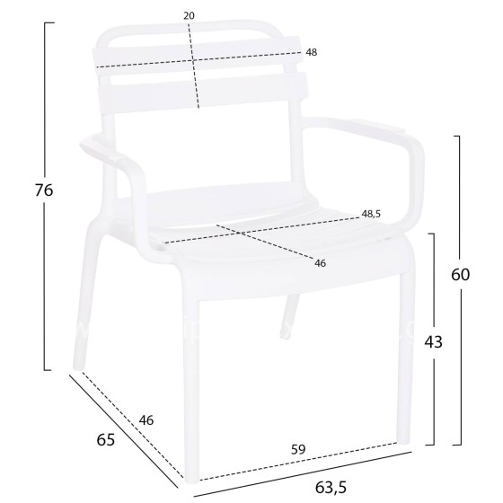 POLYPROPYLENE LOUNGE ARMCHAIR KORVER HM6333.01 WHITE 63.5x65x76Hcm.