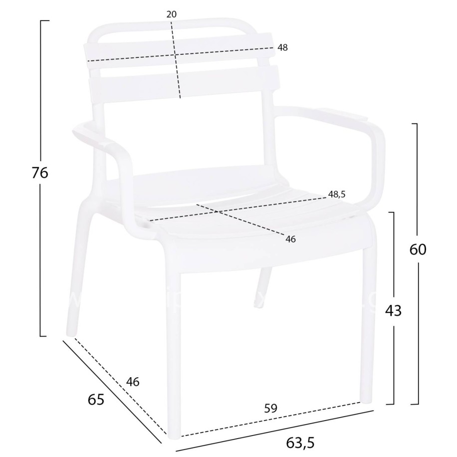POLYPROPYLENE LOUNGE ARMCHAIR KORVER HM6333.01 WHITE 63.5x65x76Hcm.