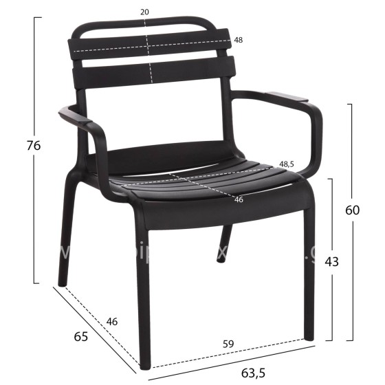 POLYPROPYLENE LOUNGE ARMCHAIR KORVER HM6333.02 BLACK 63.5x65x76Hcm.