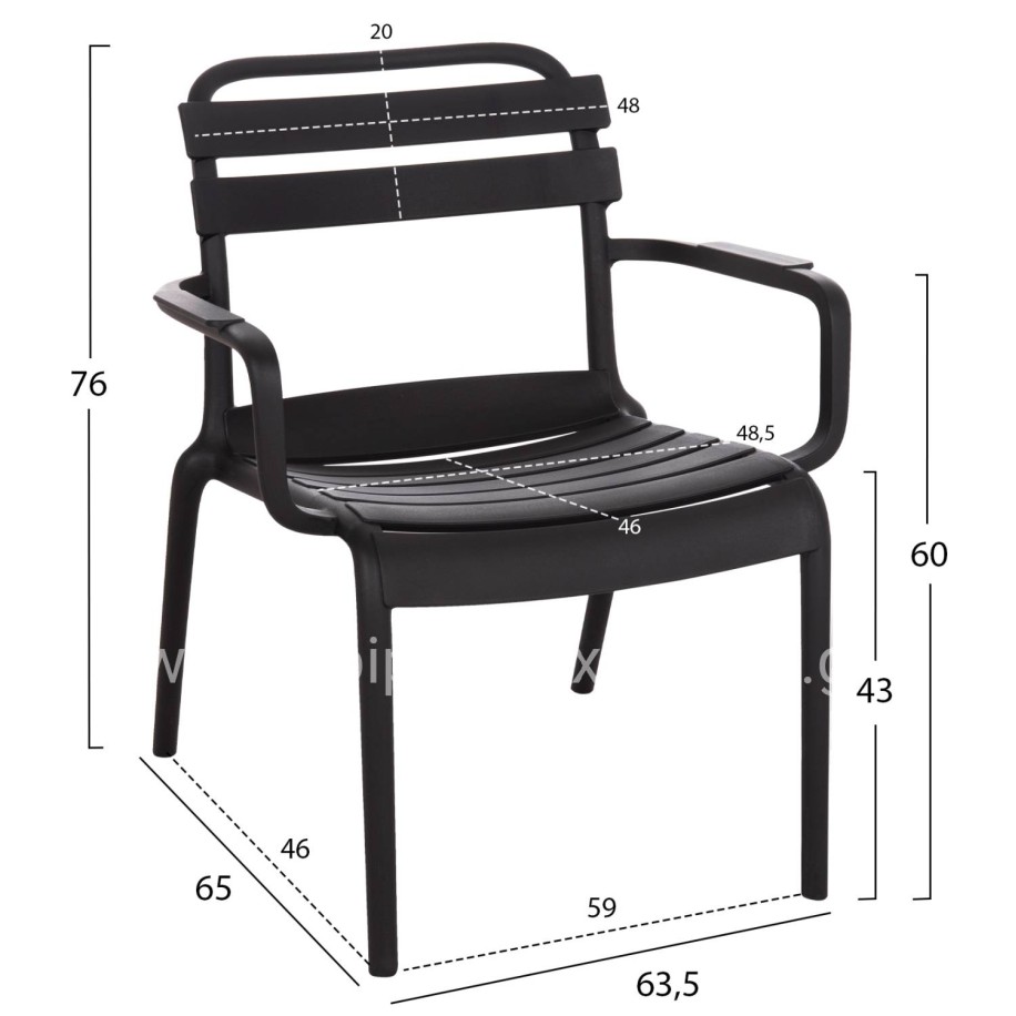 POLYPROPYLENE LOUNGE ARMCHAIR KORVER HM6333.02 BLACK 63.5x65x76Hcm.