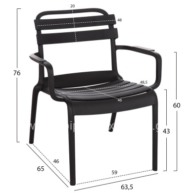 POLYPROPYLENE LOUNGE ARMCHAIR KORVER HM6333.02 BLACK 63.5x65x76Hcm.