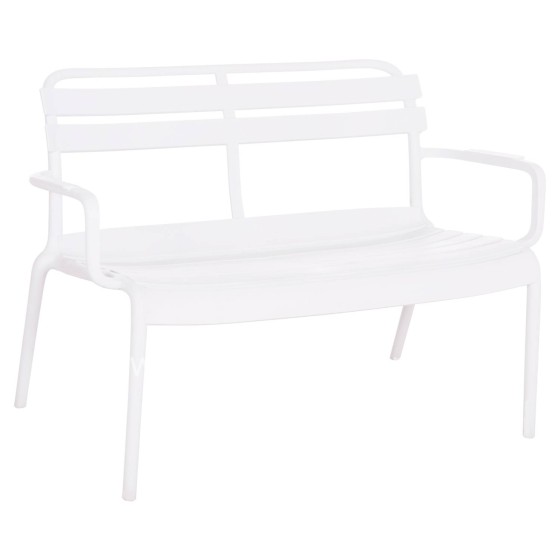 POLYPROPYLENE 2-SEATER BENCH KORVER HM6332.01 WHITE 113x65x76Hcm.