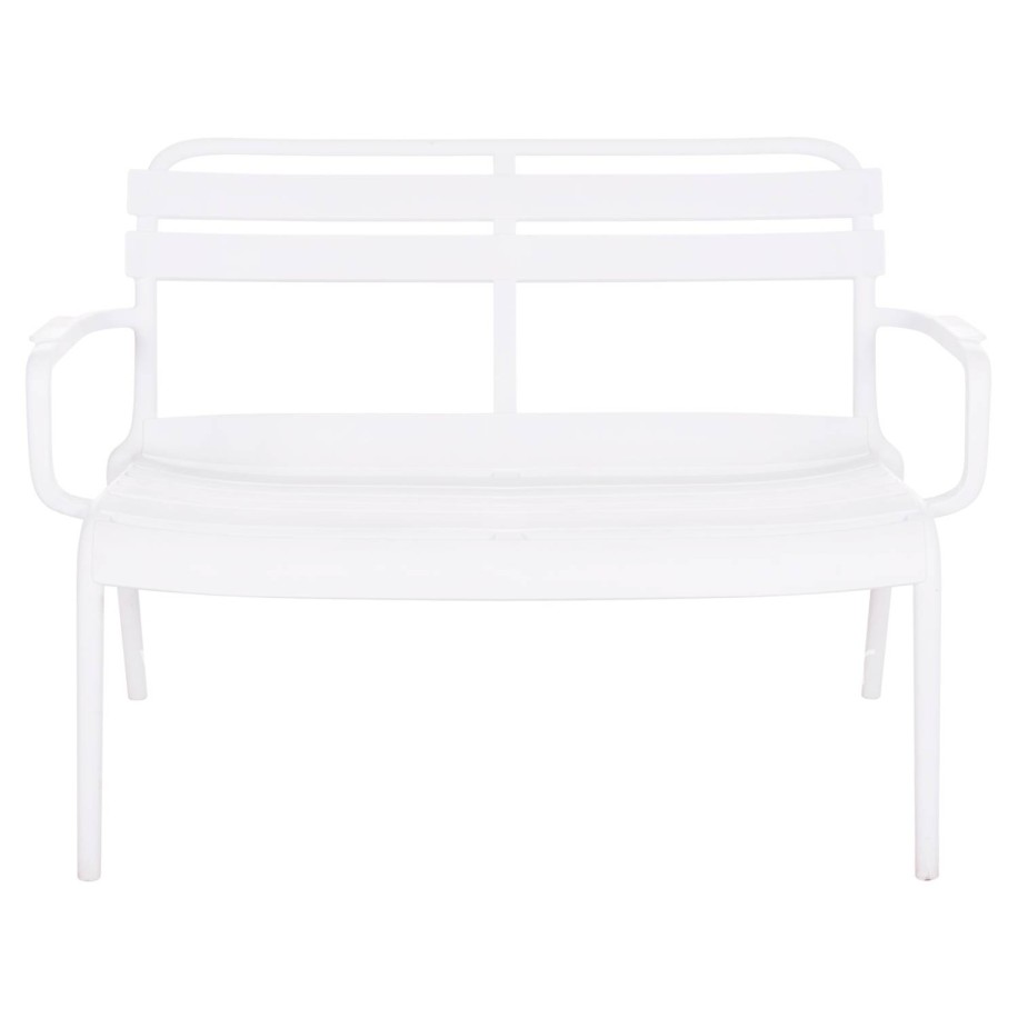 POLYPROPYLENE 2-SEATER BENCH KORVER HM6332.01 WHITE 113x65x76Hcm.