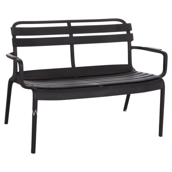 POLYPROPYLENE 2-SEATER BENCH KORVER HM6332.02 BLACK 113x65x76Hcm.