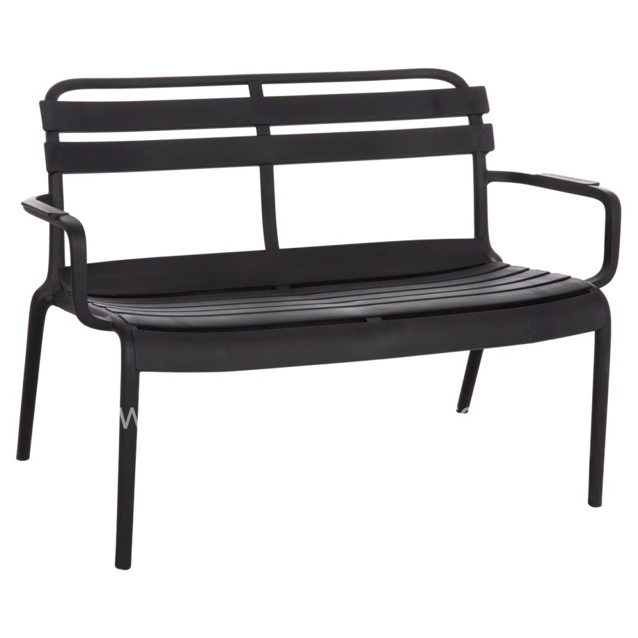 POLYPROPYLENE 2-SEATER BENCH KORVER HM6332.02 BLACK 113x65x76Hcm.