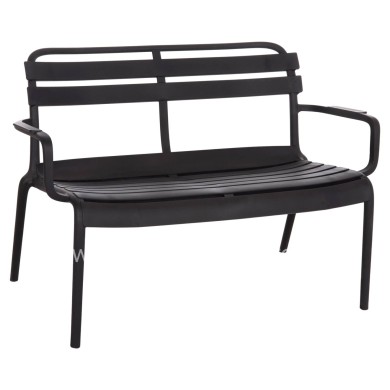 POLYPROPYLENE 2-SEATER BENCH KORVER HM6332.02 BLACK 113x65x76Hcm.