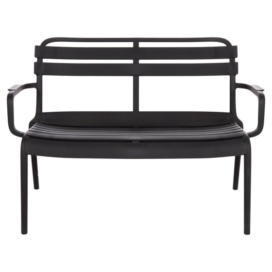 POLYPROPYLENE 2-SEATER BENCH KORVER HM6332.02 BLACK 113x65x76Hcm.