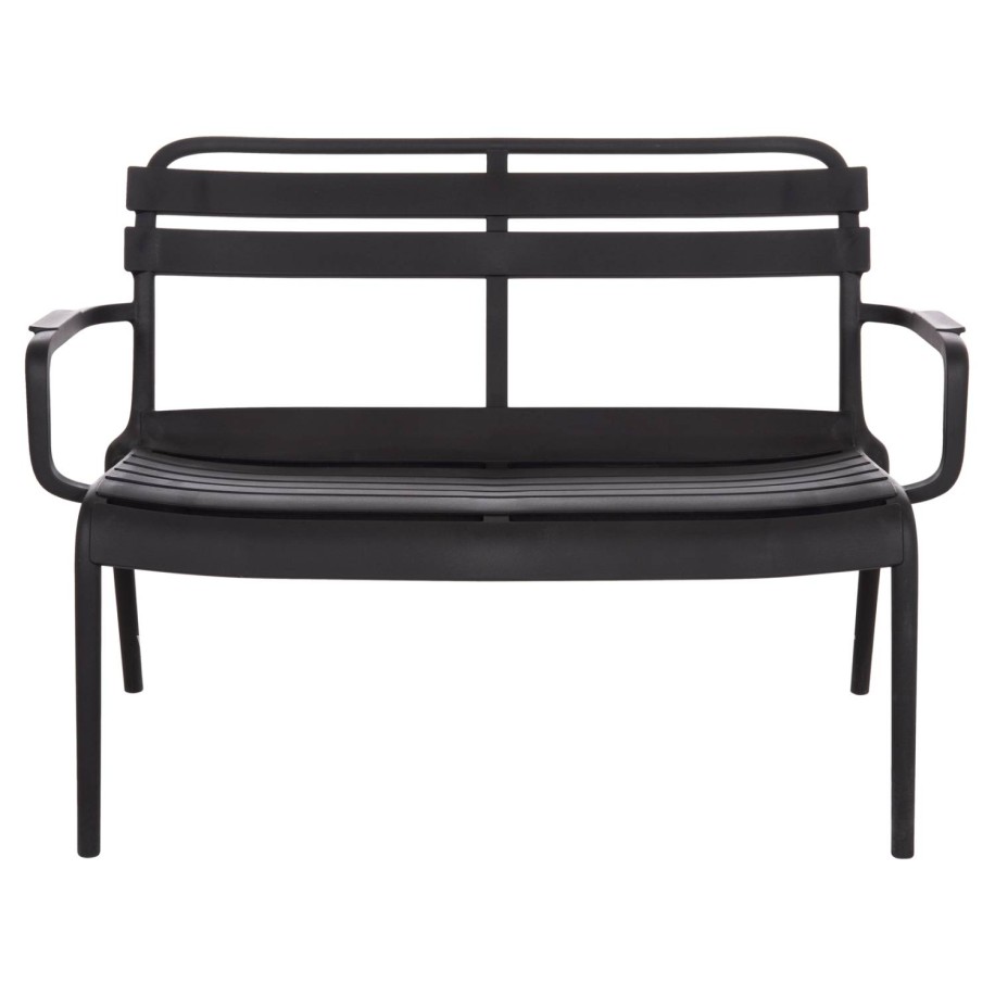 POLYPROPYLENE 2-SEATER BENCH KORVER HM6332.02 BLACK 113x65x76Hcm.