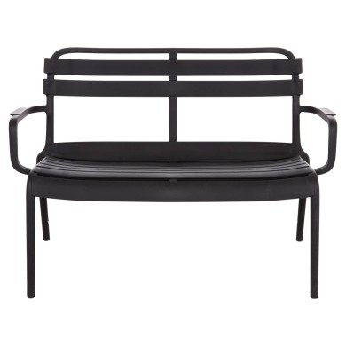 POLYPROPYLENE 2-SEATER BENCH KORVER HM6332.02 BLACK 113x65x76Hcm.