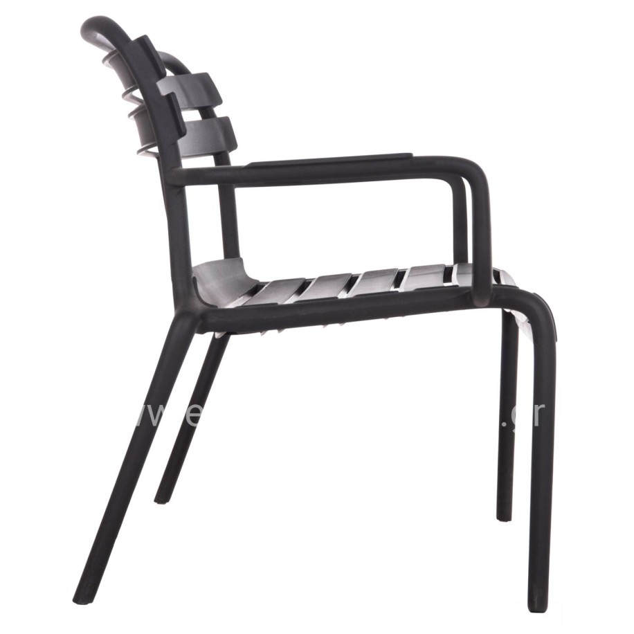 POLYPROPYLENE 2-SEATER BENCH KORVER HM6332.02 BLACK 113x65x76Hcm.