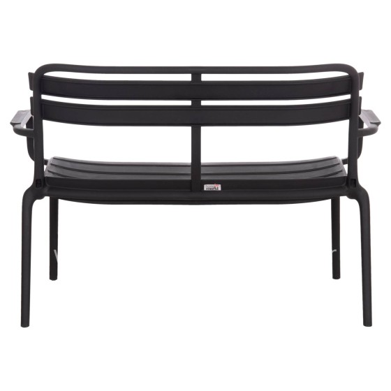 POLYPROPYLENE 2-SEATER BENCH KORVER HM6332.02 BLACK 113x65x76Hcm.