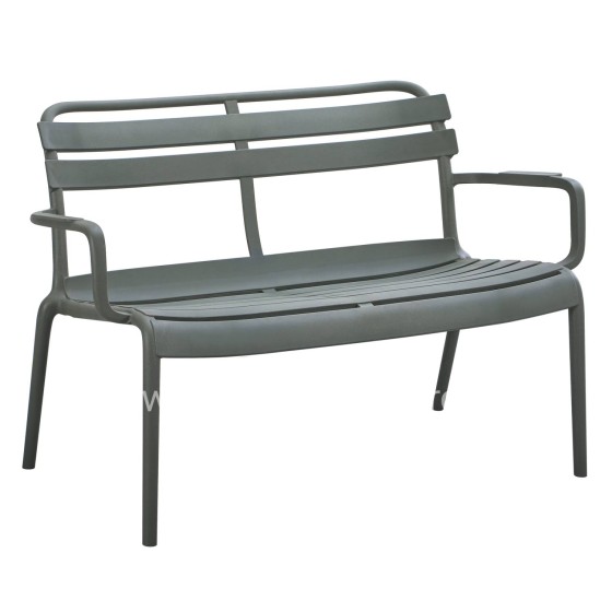POLYPROPYLENE 2-SEATER BENCH KORVER HM6332.05 DARK OLIVE GREEN 113x65x76Hcm.