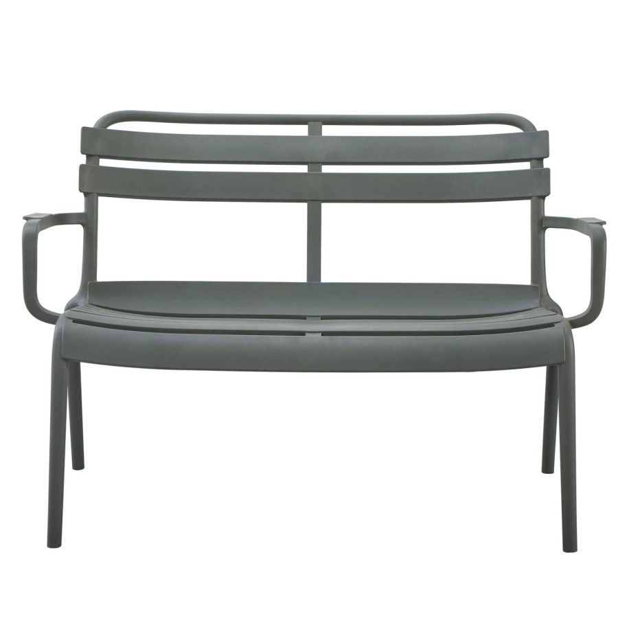 POLYPROPYLENE 2-SEATER BENCH KORVER HM6332.05 DARK OLIVE GREEN 113x65x76Hcm.