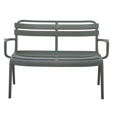 POLYPROPYLENE 2-SEATER BENCH KORVER HM6332.05 DARK OLIVE GREEN 113x65x76Hcm.