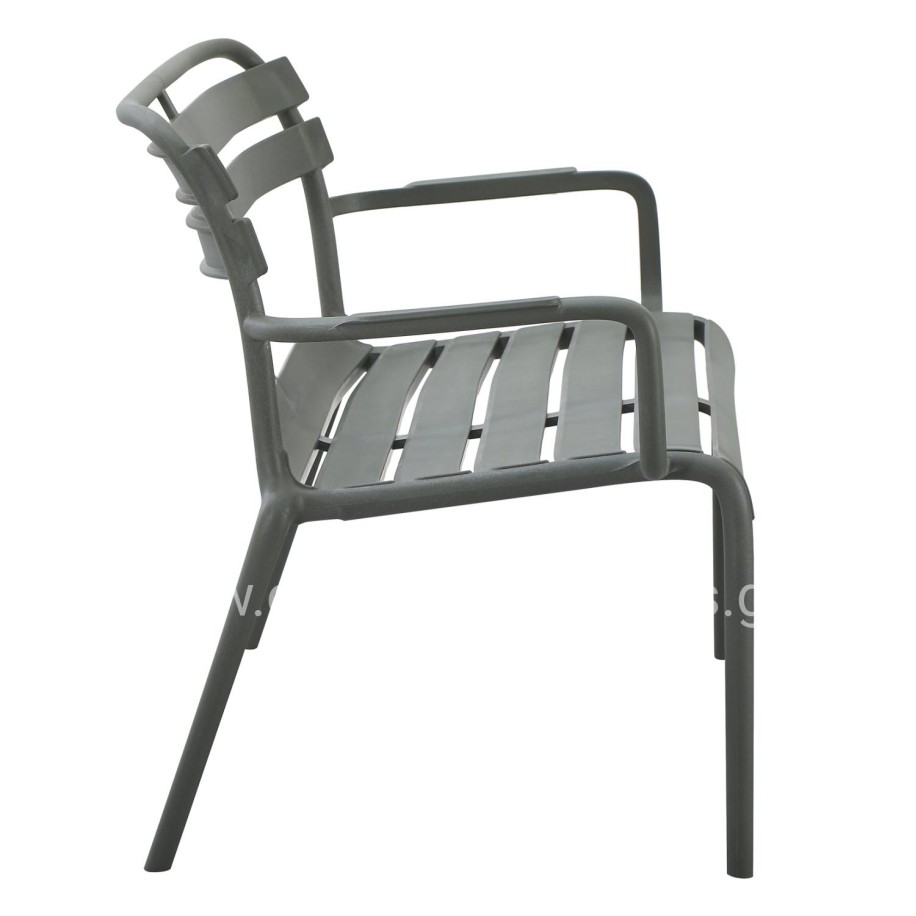 POLYPROPYLENE 2-SEATER BENCH KORVER HM6332.05 DARK OLIVE GREEN 113x65x76Hcm.