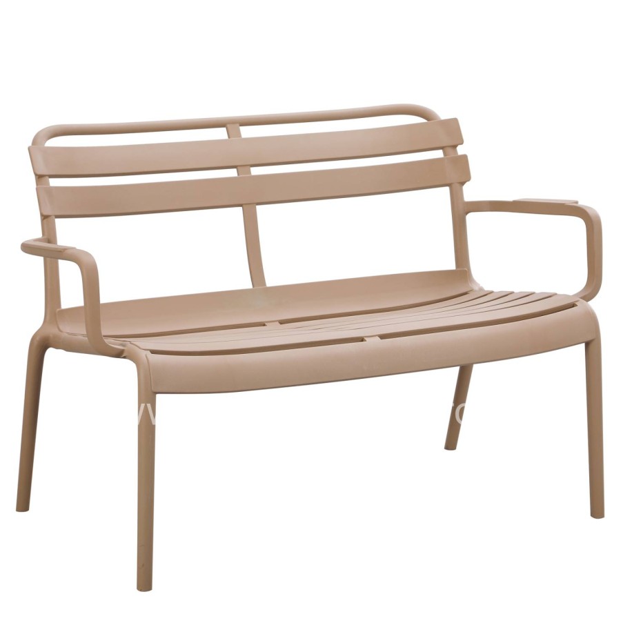 POLYPROPYLENE 2-SEATER BENCH KORVER HM6332.04 CAPPUCCINO 113x65x76Hcm.