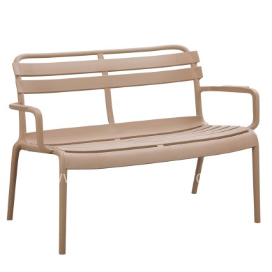 POLYPROPYLENE 2-SEATER BENCH KORVER HM6332.04 CAPPUCCINO 113x65x76Hcm.