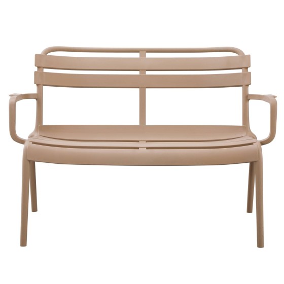 POLYPROPYLENE 2-SEATER BENCH KORVER HM6332.04 CAPPUCCINO 113x65x76Hcm.