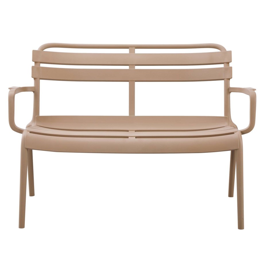 POLYPROPYLENE 2-SEATER BENCH KORVER HM6332.04 CAPPUCCINO 113x65x76Hcm.
