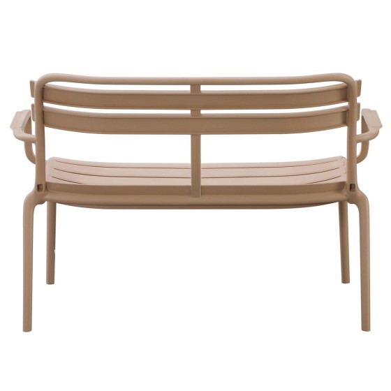 POLYPROPYLENE 2-SEATER BENCH KORVER HM6332.04 CAPPUCCINO 113x65x76Hcm.