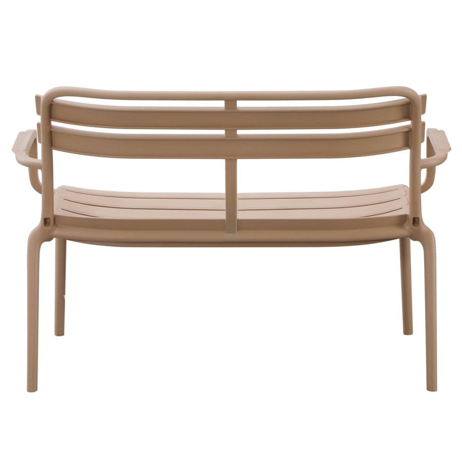 POLYPROPYLENE 2-SEATER BENCH KORVER HM6332.04 CAPPUCCINO 113x65x76Hcm.