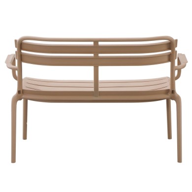 POLYPROPYLENE 2-SEATER BENCH KORVER HM6332.04 CAPPUCCINO 113x65x76Hcm.