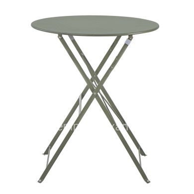 OUTDOOR ROUND FOLDABLE TABLE SOPHIE HM6336.05 METAL IN DARK OLIVE Φ60x70Hcm.