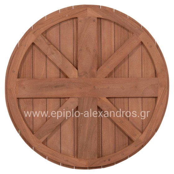ΕΠΙΦΑΝΕΙΑ ΤΡΑΠΕΖΙΟΥ ΣΤΡΟΓΓΥΛΗ HM18132 ΞΥΛΟ TEAK--ΦΥΣΙΚΟ Φ60x4(πάχος)εκ.