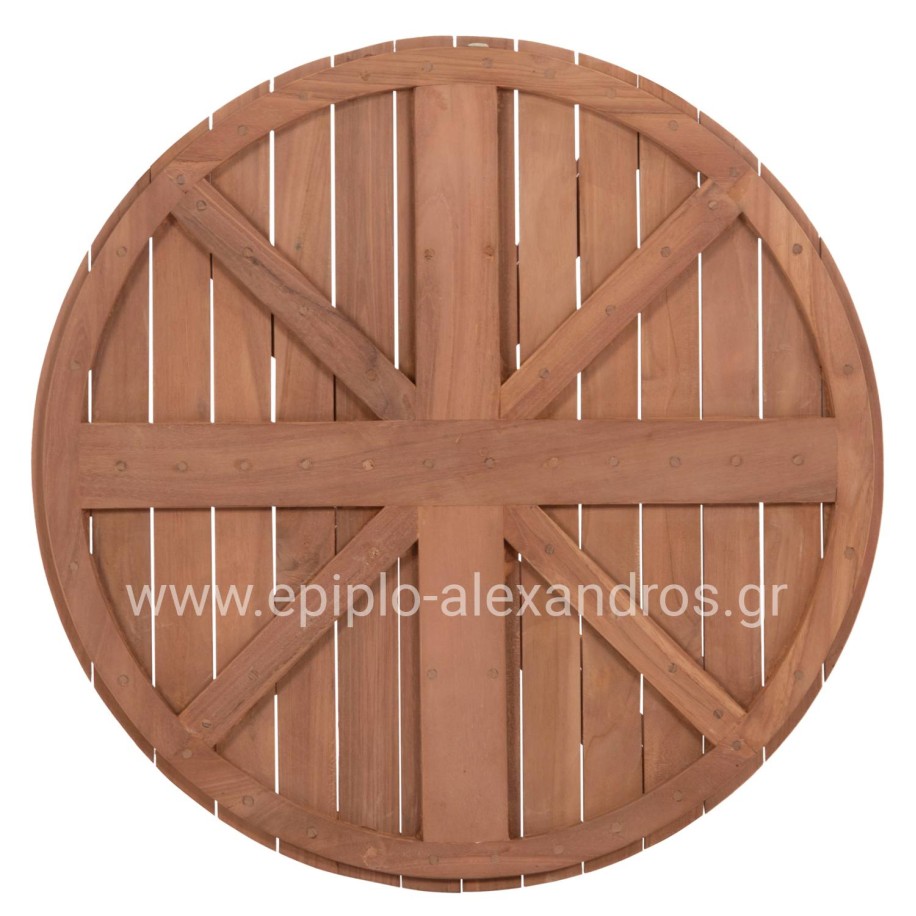 ΕΠΙΦΑΝΕΙΑ ΤΡΑΠΕΖΙΟΥ ΣΤΡΟΓΓΥΛΗ HM18133 ΞΥΛΟ TEAK--ΦΥΣΙΚΟ Φ70x4(πάχος)εκ.