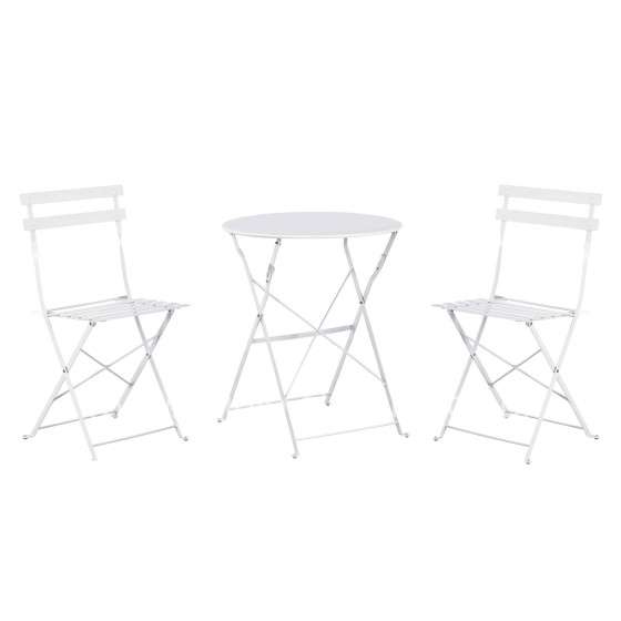 DINING SET 3PCS FOLDABLE SOPHIE HM21118.01 METALLIC IN WHITE COLOR