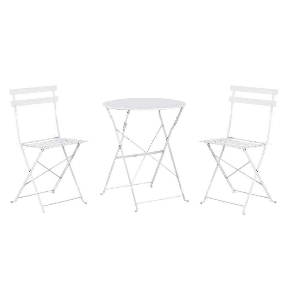 DINING SET 3PCS FOLDABLE SOPHIE HM21118.01 METALLIC IN WHITE COLOR