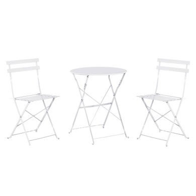 DINING SET 3PCS FOLDABLE SOPHIE HM21118.01 METALLIC IN WHITE COLOR