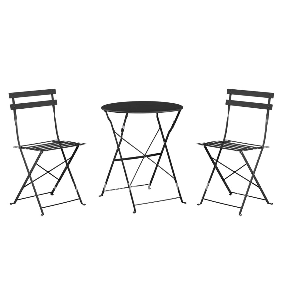 DINING SET 3PCS FOLDABLE SOPHIE HM21118.02 METALLIC IN BLACK COLOR