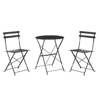 DINING SET 3PCS FOLDABLE SOPHIE HM21118.02 METALLIC IN BLACK COLOR