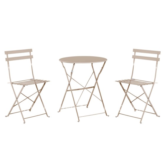 DINING SET 3PCS FOLDABLE SOPHIE HM21118.04 METALLIC IN CAPPUCCINO COLOR