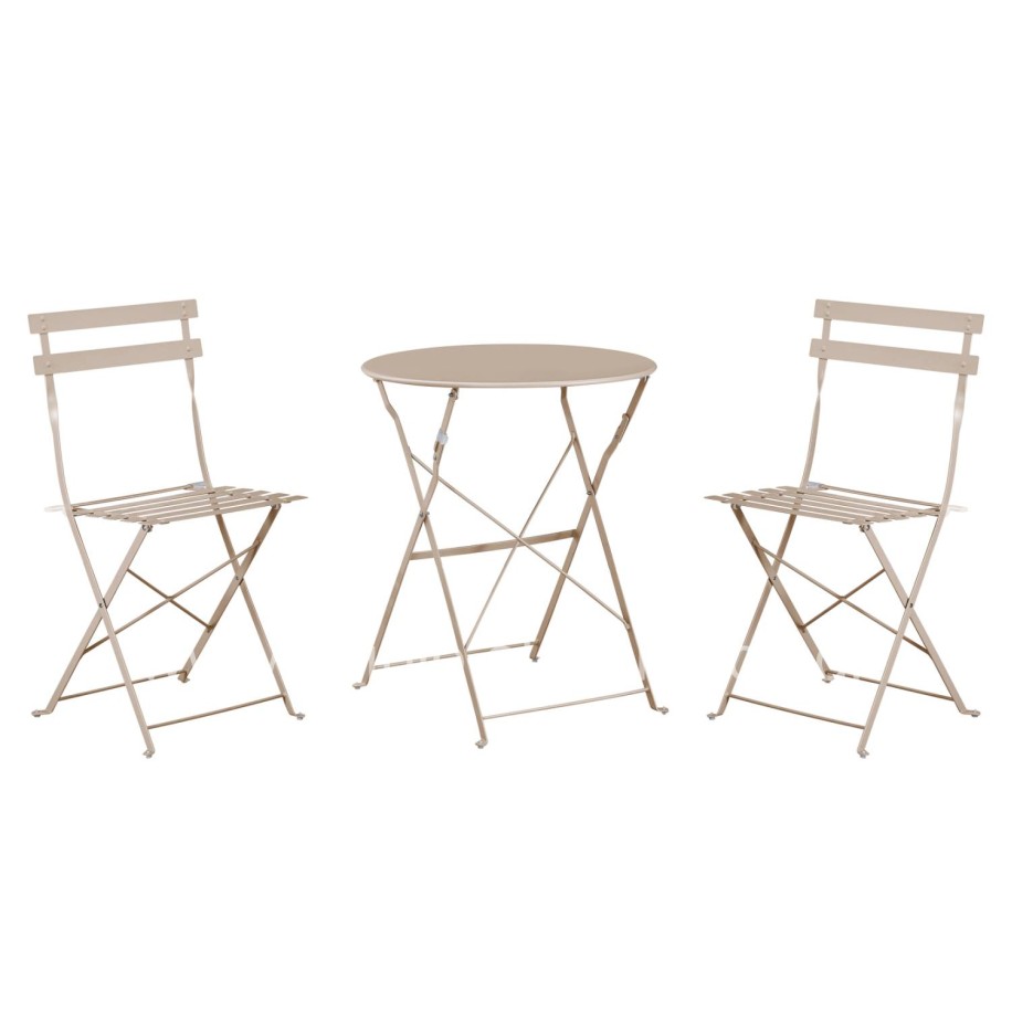 DINING SET 3PCS FOLDABLE SOPHIE HM21118.04 METALLIC IN CAPPUCCINO COLOR